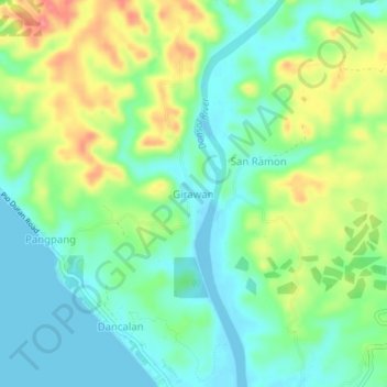 Topografische kaart Girawan, hoogte, reliëf