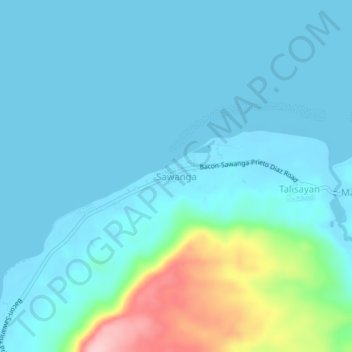Topografische kaart Sawanga, hoogte, reliëf