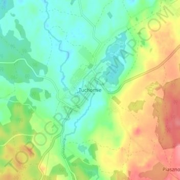 Topografische kaart Groß Tuchen, hoogte, reliëf
