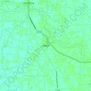 Topografische kaart Debidwar, hoogte, reliëf