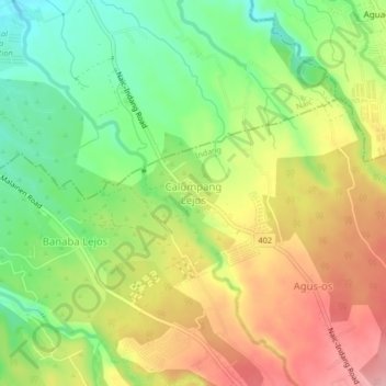 Topografische kaart Calumpang Lejos, hoogte, reliëf