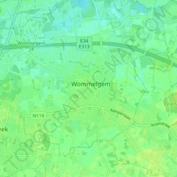 Topografische kaart Centrum, hoogte, reliëf