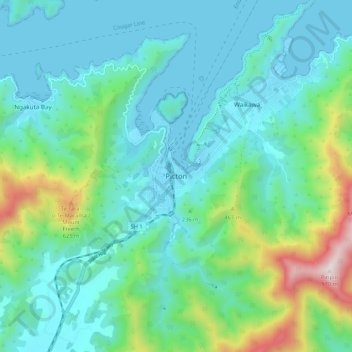 Topografische kaart Picton, hoogte, reliëf
