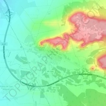 Topografische kaart Arrabal de Portillo, hoogte, reliëf