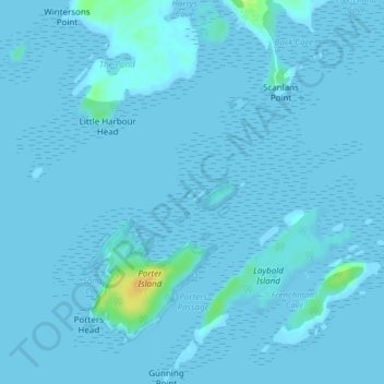 Topografische kaart Step Island, hoogte, reliëf