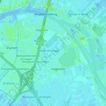 Topografische kaart Hoef en Haag, hoogte, reliëf