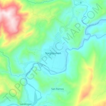 Topografische kaart Nagtipunan, hoogte, reliëf
