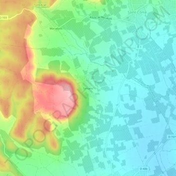 Topografische kaart Sinsans, hoogte, reliëf