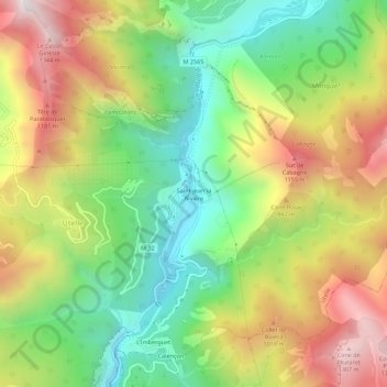 Topografische kaart Saint-Jean la Rivière, hoogte, reliëf