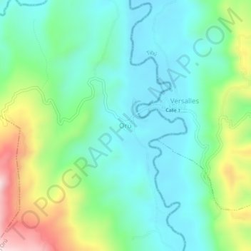 Topografische kaart Orú, hoogte, reliëf