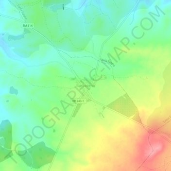 Topografische kaart Barbacena, hoogte, reliëf
