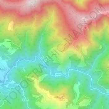 Topografische kaart Parès, hoogte, reliëf