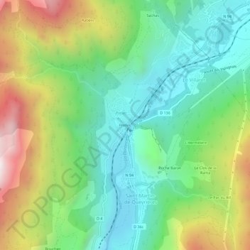 Topografische kaart Prelles, hoogte, reliëf
