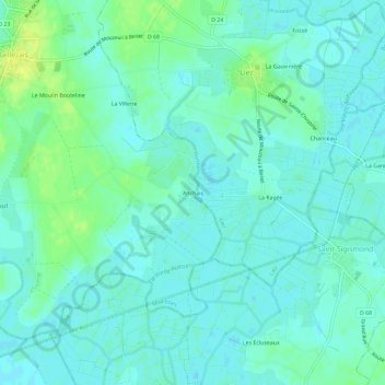 Topografische kaart Anchais, hoogte, reliëf