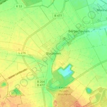 Topografische kaart Blatzheim, hoogte, reliëf
