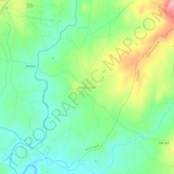 Topografische kaart Bemposta, hoogte, reliëf