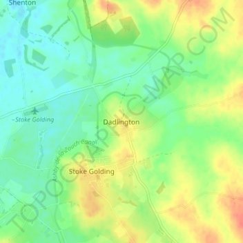 Topografische kaart Dadlington, hoogte, reliëf
