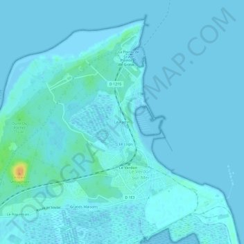 Topografische kaart Le Pastin, hoogte, reliëf
