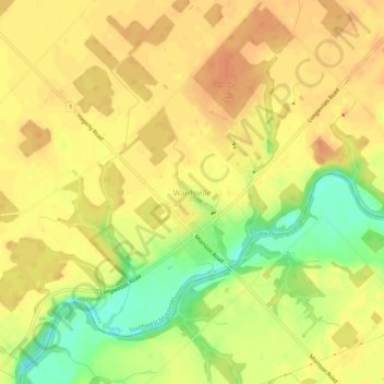 Topografische kaart Wardsville, hoogte, reliëf