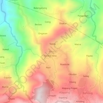 Topografische kaart Alno, hoogte, reliëf