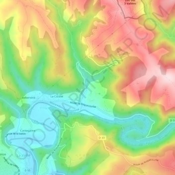 Topografische kaart Monsarrat, hoogte, reliëf