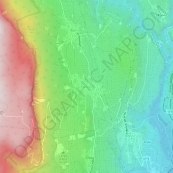 Topografische kaart Cunevo, hoogte, reliëf