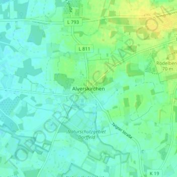 Topografische kaart Alverskirchen, hoogte, reliëf