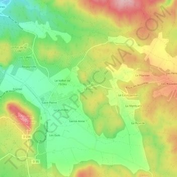 Topografische kaart L'Éclou, hoogte, reliëf