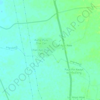 Topografische kaart Ma Har Nwe Zin, hoogte, reliëf