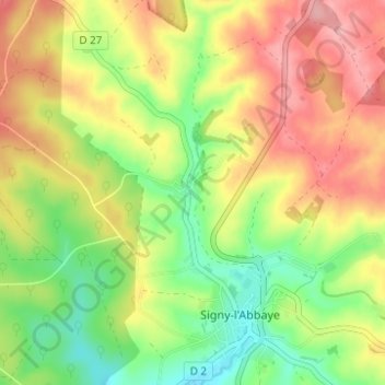 Topografische kaart Librecy, hoogte, reliëf