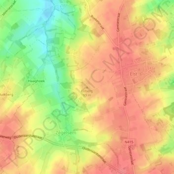 Topografische kaart Leberg, hoogte, reliëf