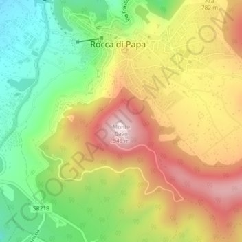 Topografische kaart Monte Cavo, hoogte, reliëf