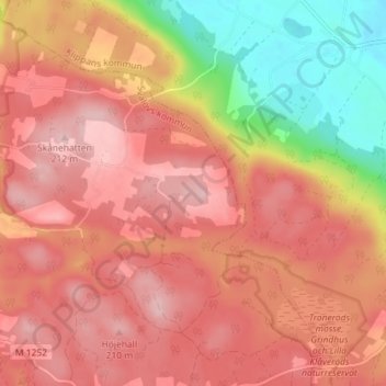Topografische kaart Magleröd, hoogte, reliëf
