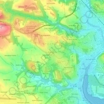 Topografische kaart Kerguignon, hoogte, reliëf
