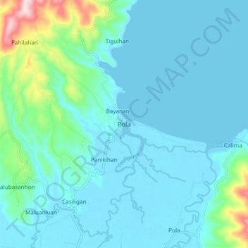 Topografische kaart Pola, hoogte, reliëf