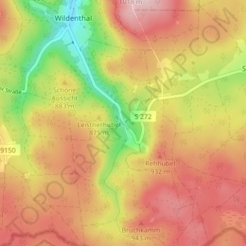 Topografische kaart Oberwildenthal, hoogte, reliëf