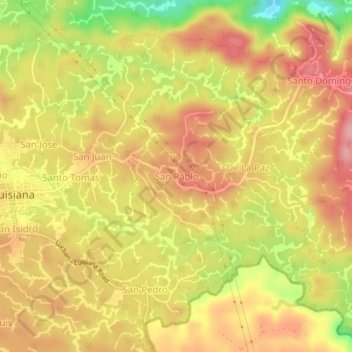 Topografische kaart San Pablo, hoogte, reliëf