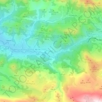 Topografische kaart Avín, hoogte, reliëf