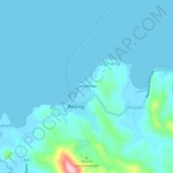 Topografische kaart Managanaga, hoogte, reliëf