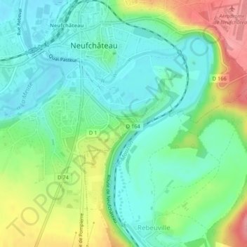 Topografische kaart Serrière, hoogte, reliëf