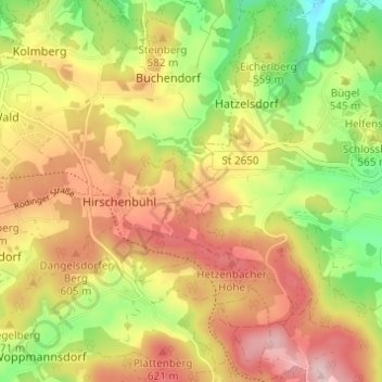 Topografische kaart Hetzenbach, hoogte, reliëf
