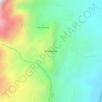 Topografische kaart El Boqueron, hoogte, reliëf