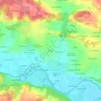 Topografische kaart Crémiac, hoogte, reliëf