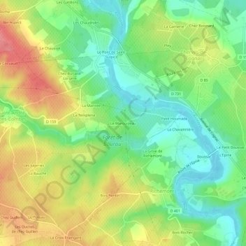 Topografische kaart Le Marquizeau, hoogte, reliëf