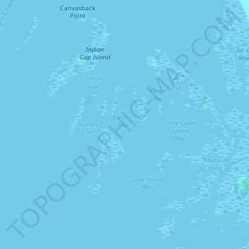 Topografische kaart Ballast Bay, hoogte, reliëf