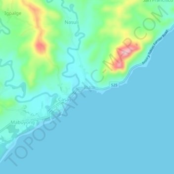 Topografische kaart Iba, hoogte, reliëf