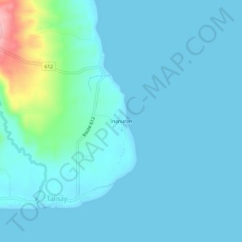 Topografische kaart Inanuran, hoogte, reliëf