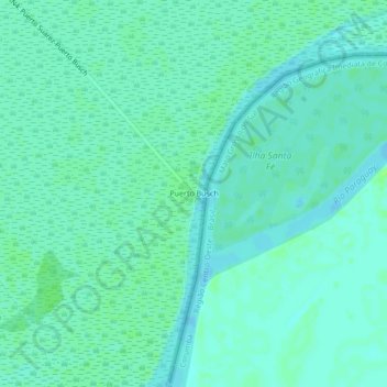 Topografische kaart Puerto Busch, hoogte, reliëf