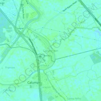 Topografische kaart Capalangan, hoogte, reliëf