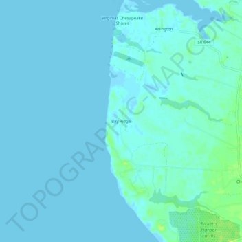 Topografische kaart Bay Ridge, hoogte, reliëf